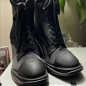 Shoe Dazzle Black Lace-Up Boots